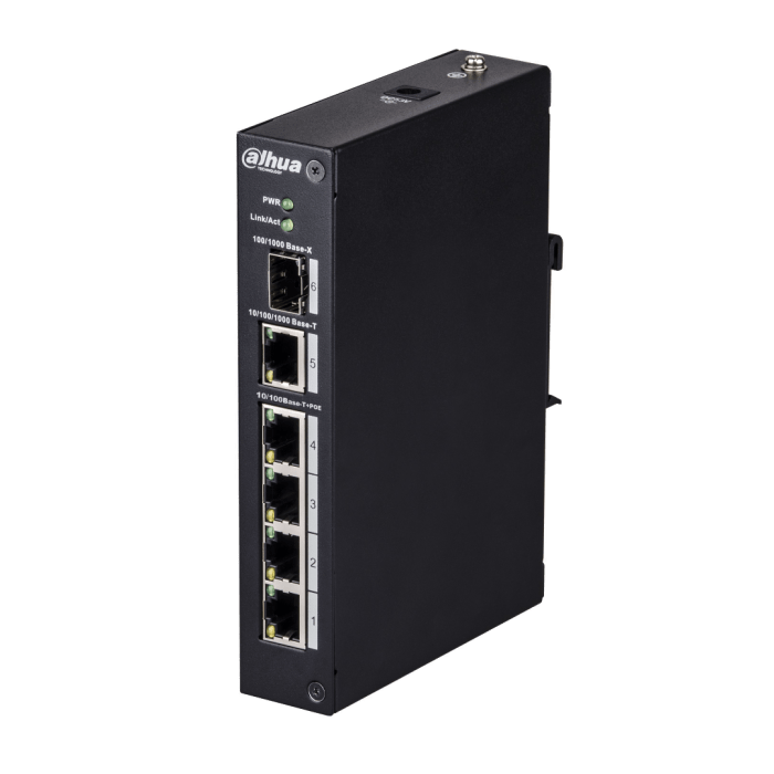 DH-PFS3106-4ET-60, 4xPoE poorten, 1x Uplink 1x SFP-poort Gigabit