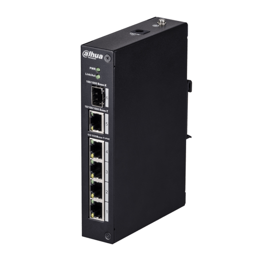 DH-PFS3106-4ET-60, 4xPoE poorten, 1x Uplink 1x SFP-poort Gigabit