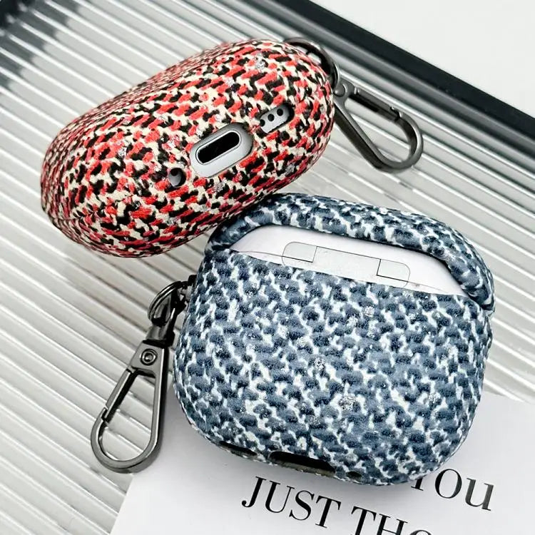 For AirPods 4 Camouflage Texture Earbuds Box PC Case with Hook(Blue)