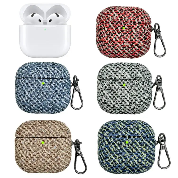 For AirPods 4 Camouflage Texture Earbuds Box PC Case with Hook(Blue)