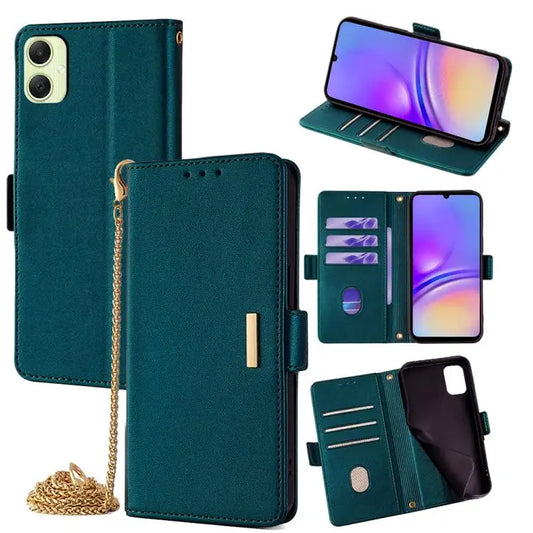Voor Samsung Galaxy A05 4G Crossbody Chain Leather Telefoonhoesje (Groen)