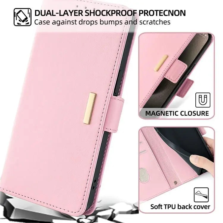 Voor Samsung Galaxy A05 4G Crossbody Chain Leather Telefoonhoesje (Roze)