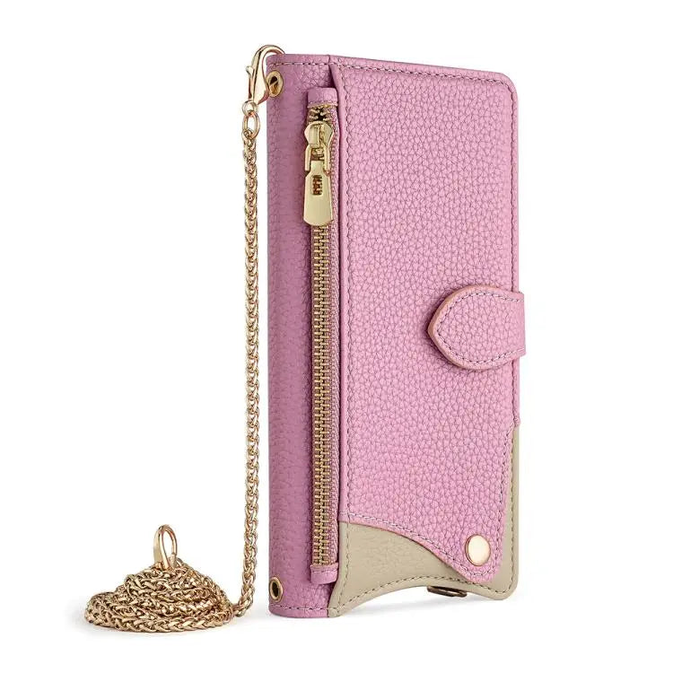 Voor Samsung Galaxy A36 5G Crossbody Chain Fishtail Litchi leren telefoonhoesje (roze)