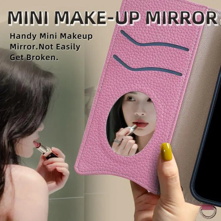 Voor Samsung Galaxy A36 5G Crossbody Chain Fishtail Litchi leren telefoonhoesje (roze)