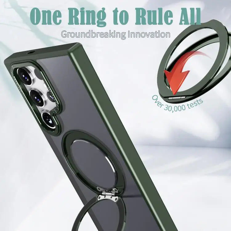 Voor Samsung Galaxy S22 Ultra 5G kalebol MagSafe metalen ringhouder telefoonhoesje (groen)