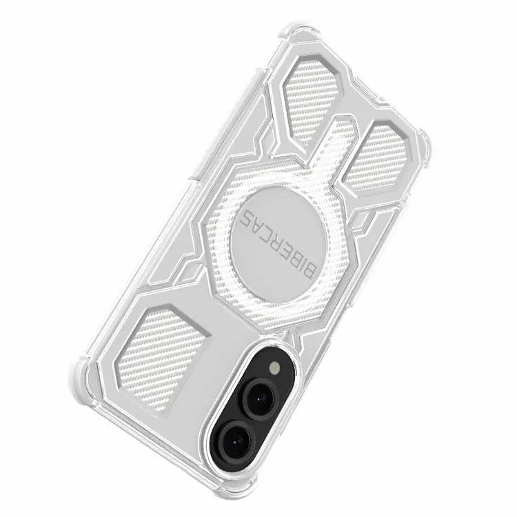 Voor Samsung Galaxy S25 Edge 5G BIBERCAS Transparante Kleurenserie MagSafe Airbag Schokbestendige Telefoonhoes (Paars)