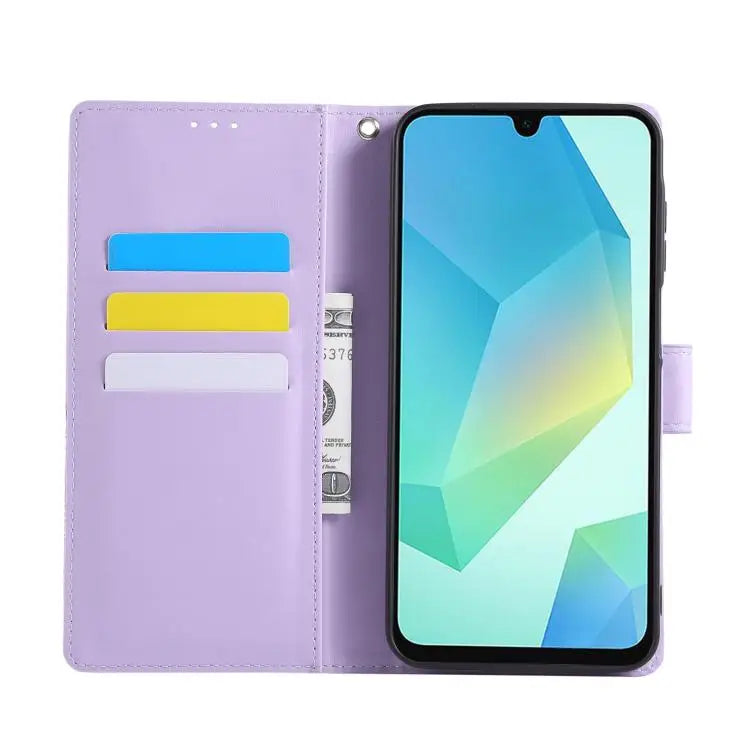 Voor Samsung Galaxy S25 FE 5G Rozenbloem Reliëf Leren Telefoonhoesje met 3 Kaartsleuven (Paars)