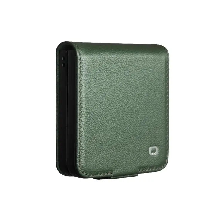 Voor Samsung Galaxy Z Flip7 5G QIALINO Classics 3rd Echt leren telefoonhoesje (cyaan)