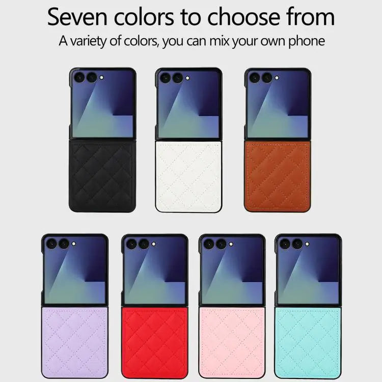 Voor Samsung Galaxy Z Flip7 5G Rhombic Fold leren telefoonhoesje (groen)