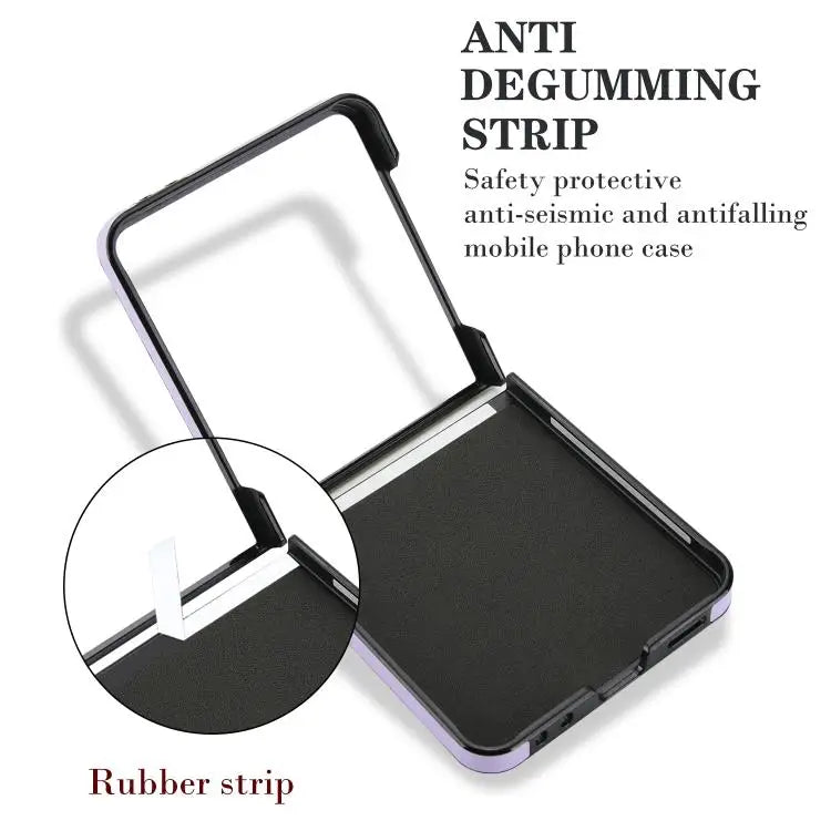 Voor Samsung Galaxy Z Flip7 5G Rhombic Fold leren telefoonhoesje (paars)