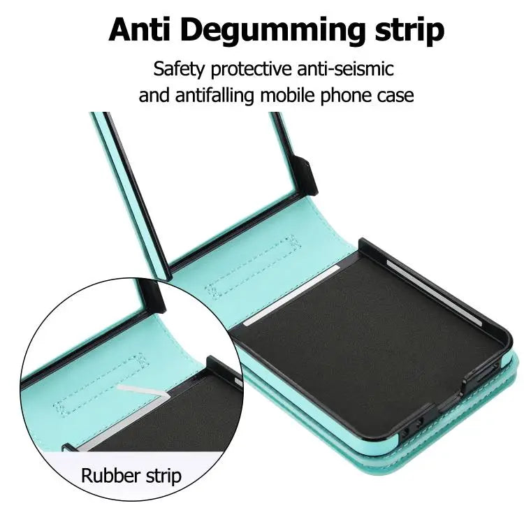 Voor Samsung Galaxy Z Flip7 5G, portemonnee met rits, kaartsleuf, leren telefoonhoesje met schouderband (blauw)