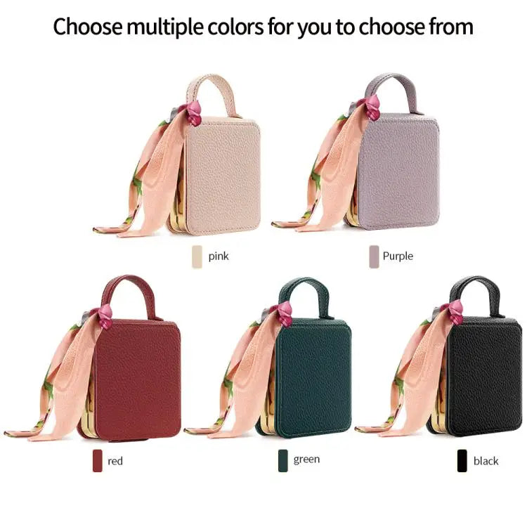 Voor Samsung Galaxy Z Flip7 Litchi-patroon make-upspiegel PU-telefoonhoesje met zijden sjaal (groen)