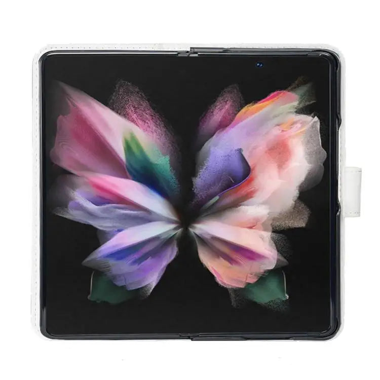 Voor Samsung Galaxy Z Fold5 Diamond Lattice Wallet Flip Leather Phone Case (wit)