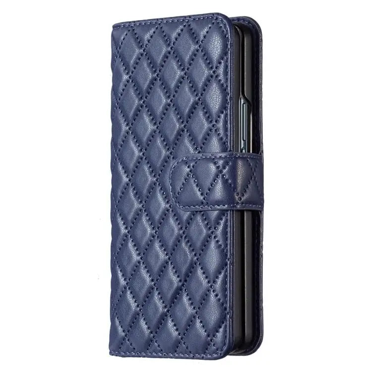 Voor Samsung Galaxy Z Fold6 Diamond Lattice Wallet Flip Leather Phone Case (blauw)