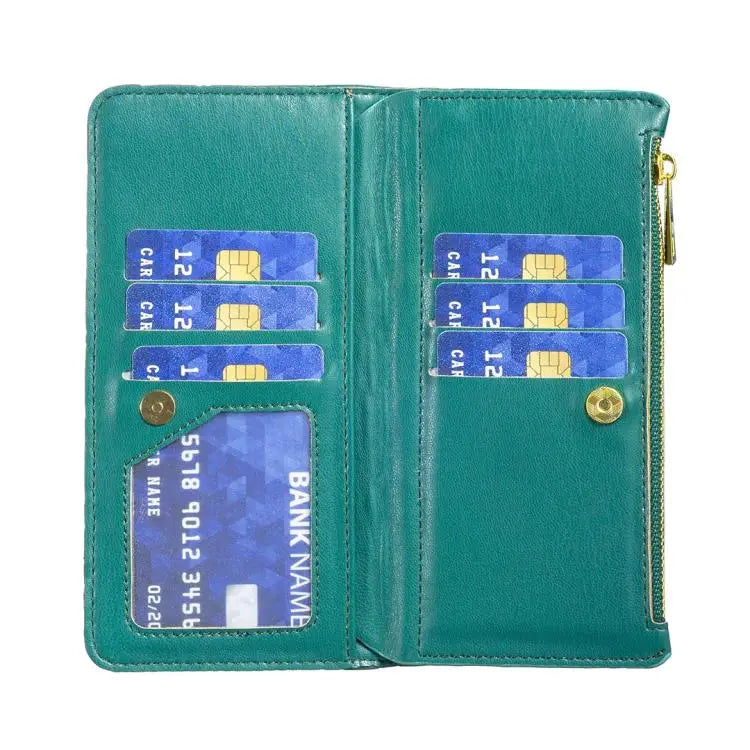 Voor Samsung Galaxy Z Fold6 Diamond Lattice Zipper Wallet Leather Flip Phone Case (Groen)