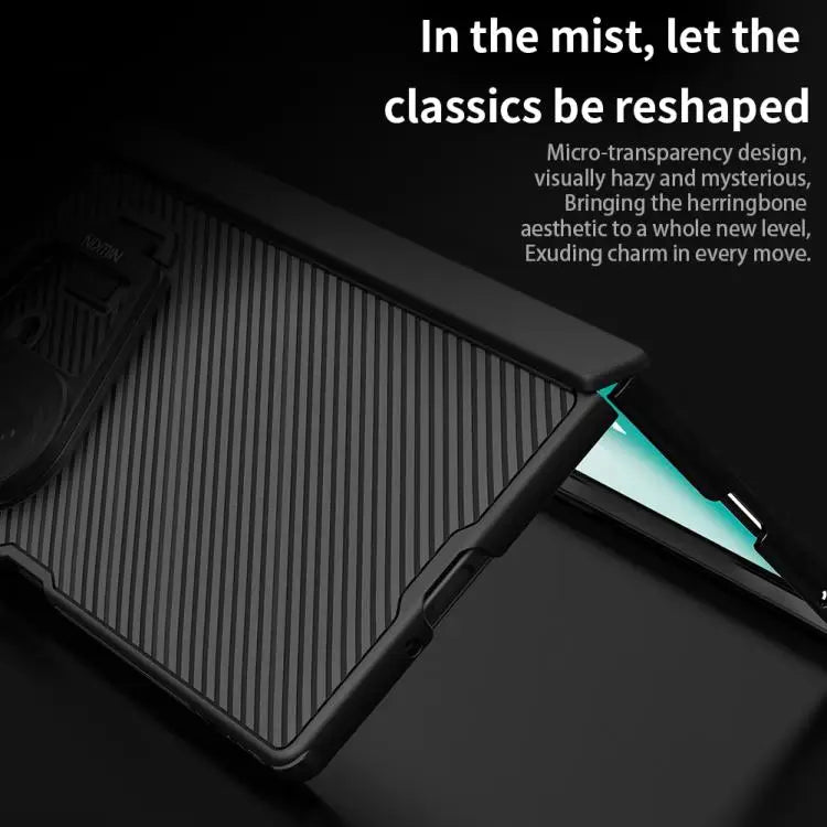 Voor Samsung Galaxy Z Fold7 5G NILLKIN CamShield Prop Texture Transparante Spiegelhoes MagSafe Magnetische PC Telefoonhoes (Zwart)