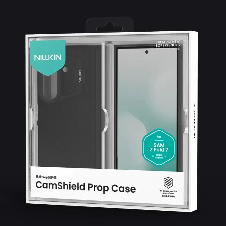 Voor Samsung Galaxy Z Fold7 5G NILLKIN CamShield Prop Texture Transparante Spiegelhoes MagSafe Magnetische PC Telefoonhoes (Zwart)
