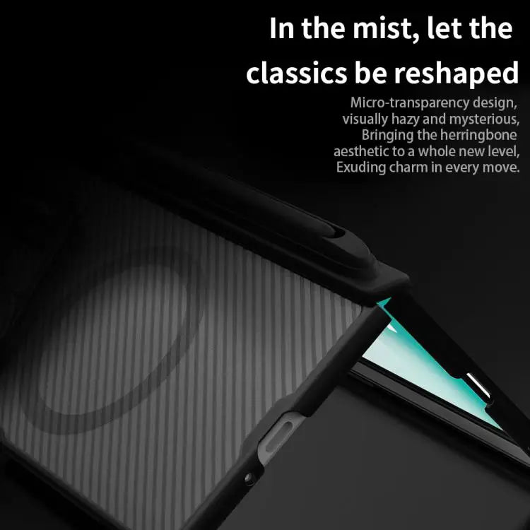 Voor Samsung Galaxy Z Fold7 5G NILLKIN CamShield Prop Transparante Spiegelhoes MagSafe Magnetische Doorschijnende PC Telefoonhoes met Stylus (Zwart)