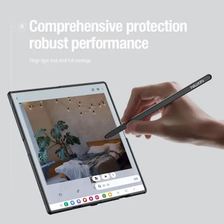 Voor Samsung Galaxy Z Fold7 5G NILLKIN Frosted Fold PC + TPU telefoonhoesje met stylus (zwart)