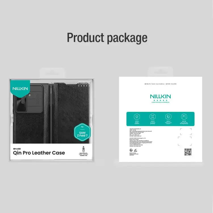 Voor Samsung Galaxy Z Fold7 5G NILLKIN QIN Series Pro Sliding Camera Cover Design Leren Telefoonhoesje met Stylus (Bruin)