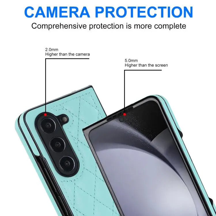 Voor Samsung Galaxy Z Fold7 5G Rhombic Fold leren telefoonhoesje (groen)