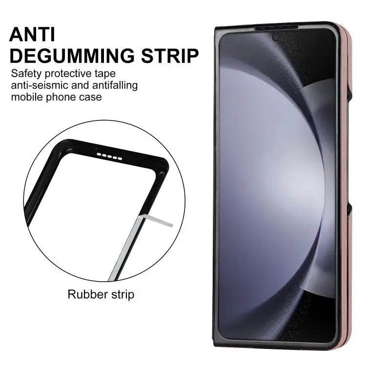 Voor Samsung Galaxy Z Fold7 5G Rhombic Fold leren telefoonhoesje (roségoud)
