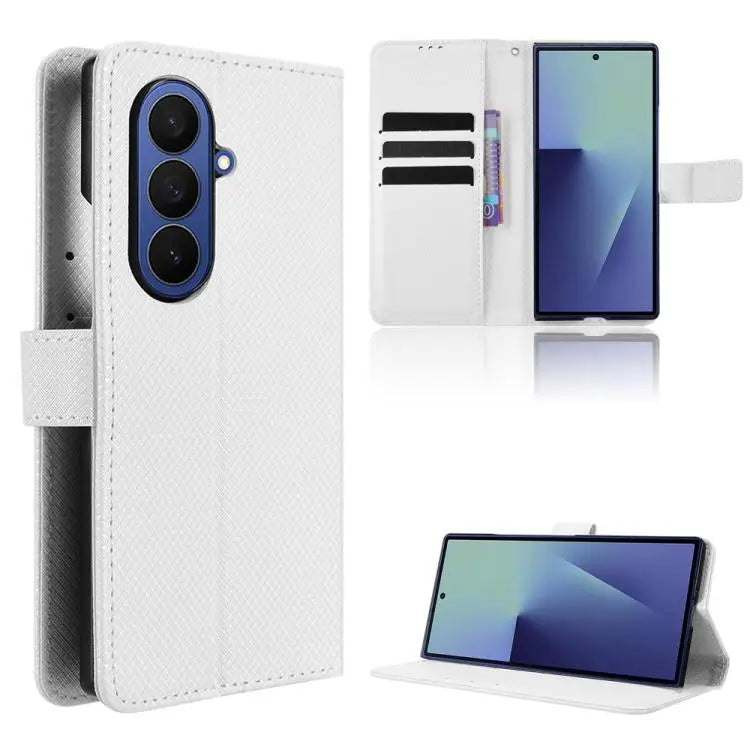 Voor Samsung Galaxy Z Fold7 Diamond Texture Leather telefoonhoesje (wit)