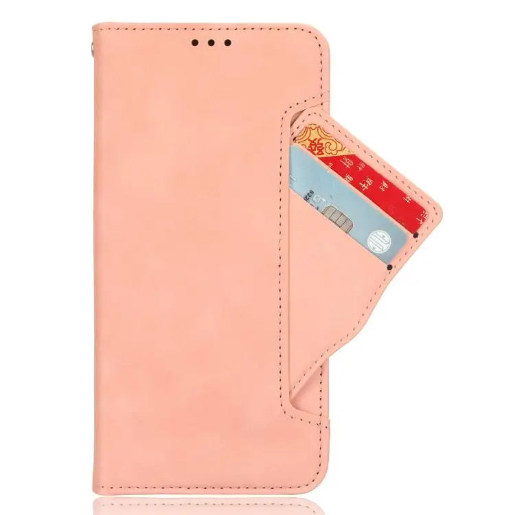 Voor Samsung Galaxy Z Fold7 Skin Feel Kalfsleer Textuur Kaartsleuven Leren Telefoonhoesje (Roze)