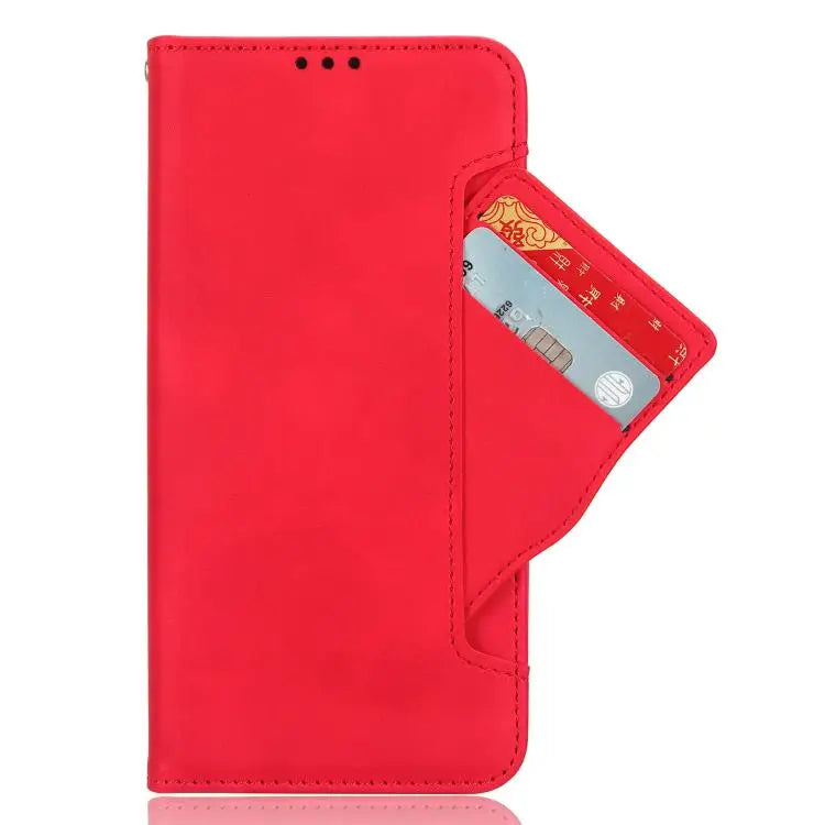 Voor Samsung Galaxy Z Fold7 Skin Feel Kalfsleer Textuur Kaartsleuven Leren Telefoonhoesje (Rood)