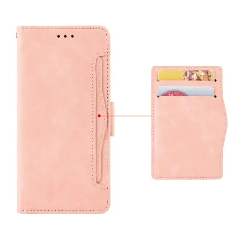 Voor Samsung Galaxy Z Fold7 Skin Feel Kalfsleer Textuur Kaartsleuven Leren Telefoonhoesje (Roze)