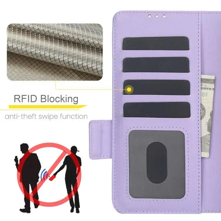 Voor Samsung Galaxy Z Fold7 effen multifunctionele opvouwbare leren telefoonhoes met penhouder (paars)