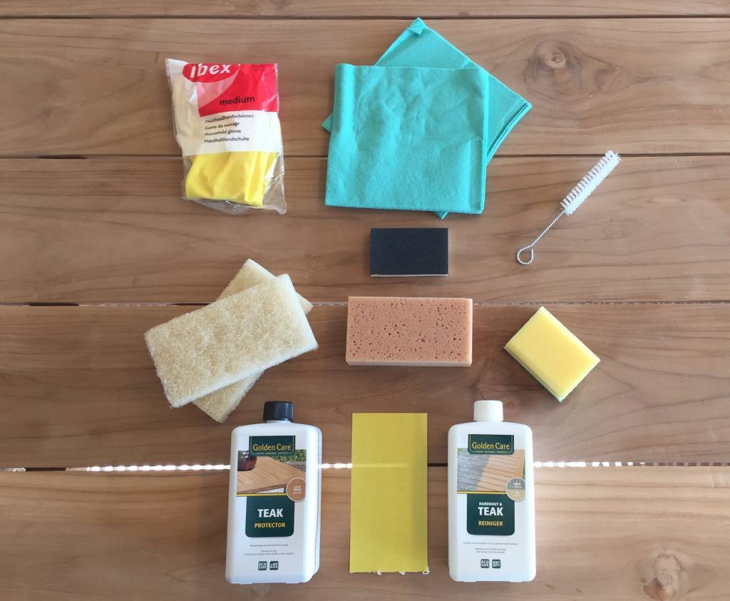 Complete onderhoudskit voor teakhouten tuinmeubelen | Cleaner+protector