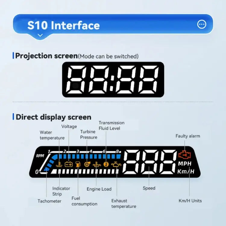 Head-up Display OBD Multi-function Vehicle Instrument Oil Temperature Gearbox Monitoring Screen(S101)