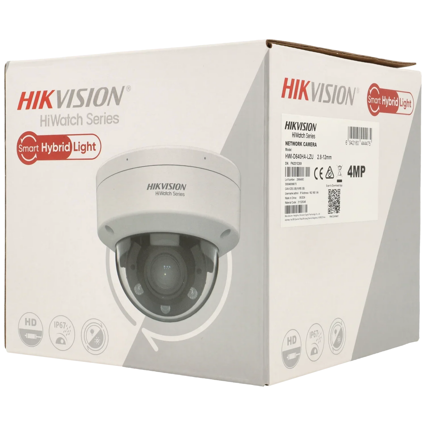 HWI-D640HA-LZU, 4MP Dome camera, optische zoom 2.8mm-12mm, PoE, Smart Hybrid Lights, 2x Mic.