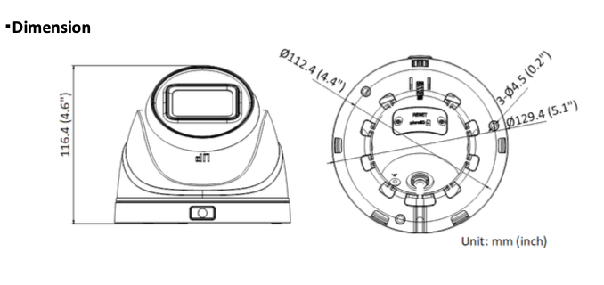 HWI-T640HA-Z 4MP motorzoomlens Turret camera, PoE, Micro SD slot, IR, Acusense