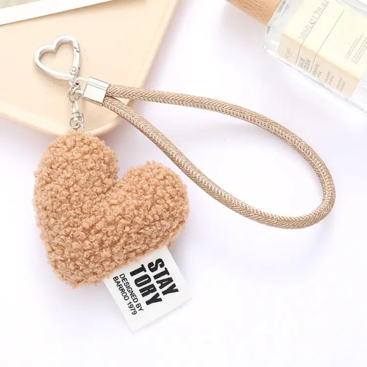 Imitatie wollen pluche hart sleutelhanger mobiele telefoon polsband