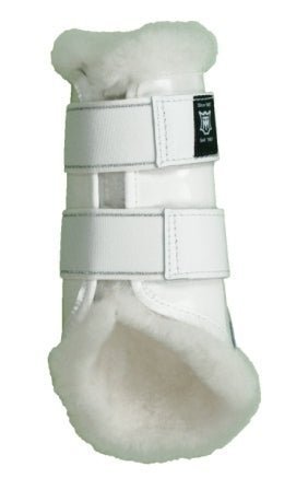 Leren beenbeschermers met lamswol