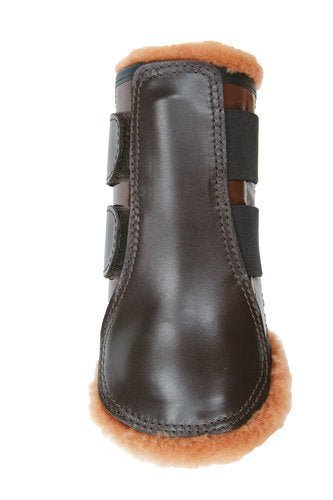 Leren beenbeschermers met lamswol