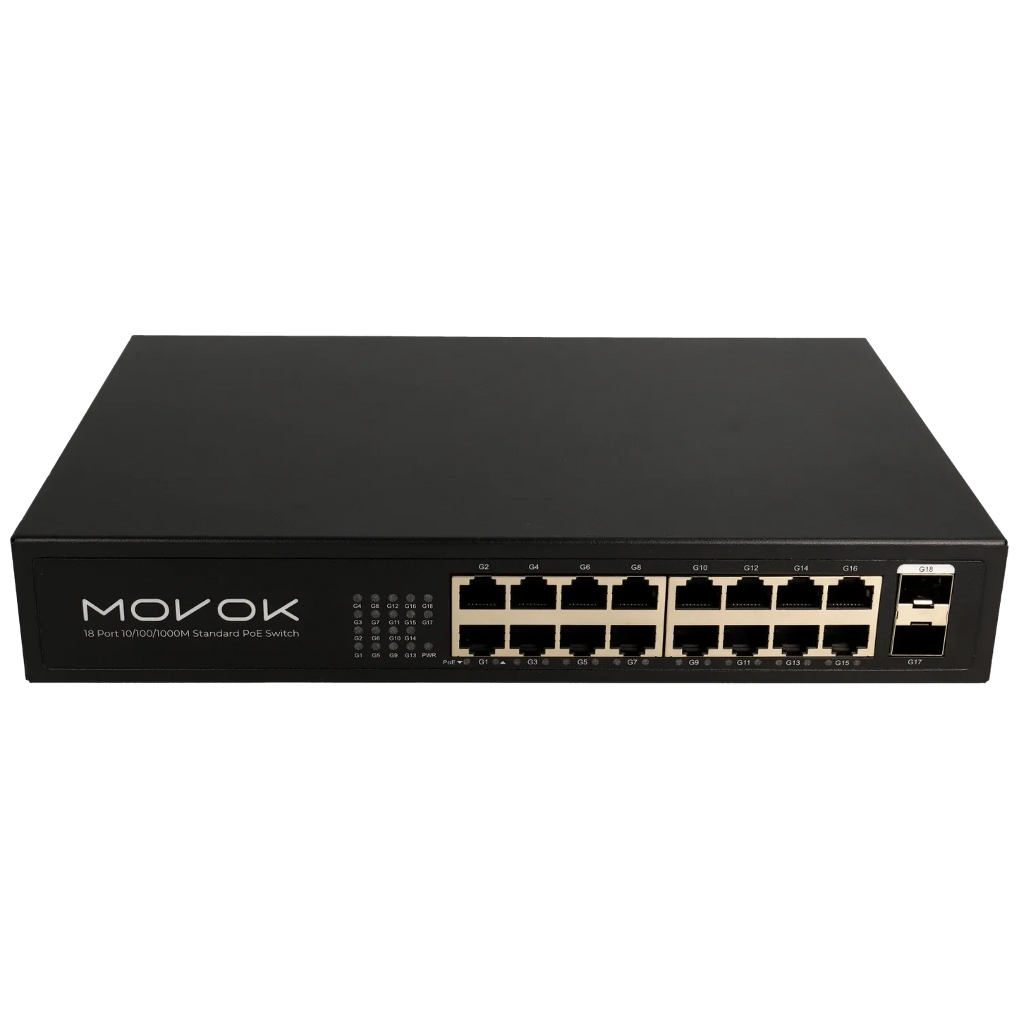 18 Poorts PoE Gigabit Switch, 16x PoE, 2x Uplink