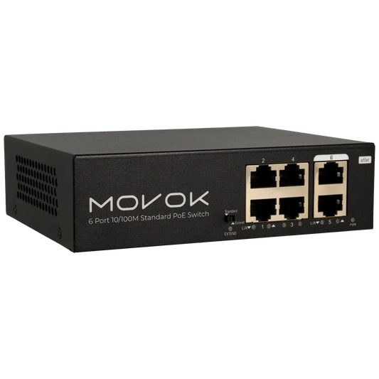 6-poorts PoE-switch, 100 Mb, 250 m PoE