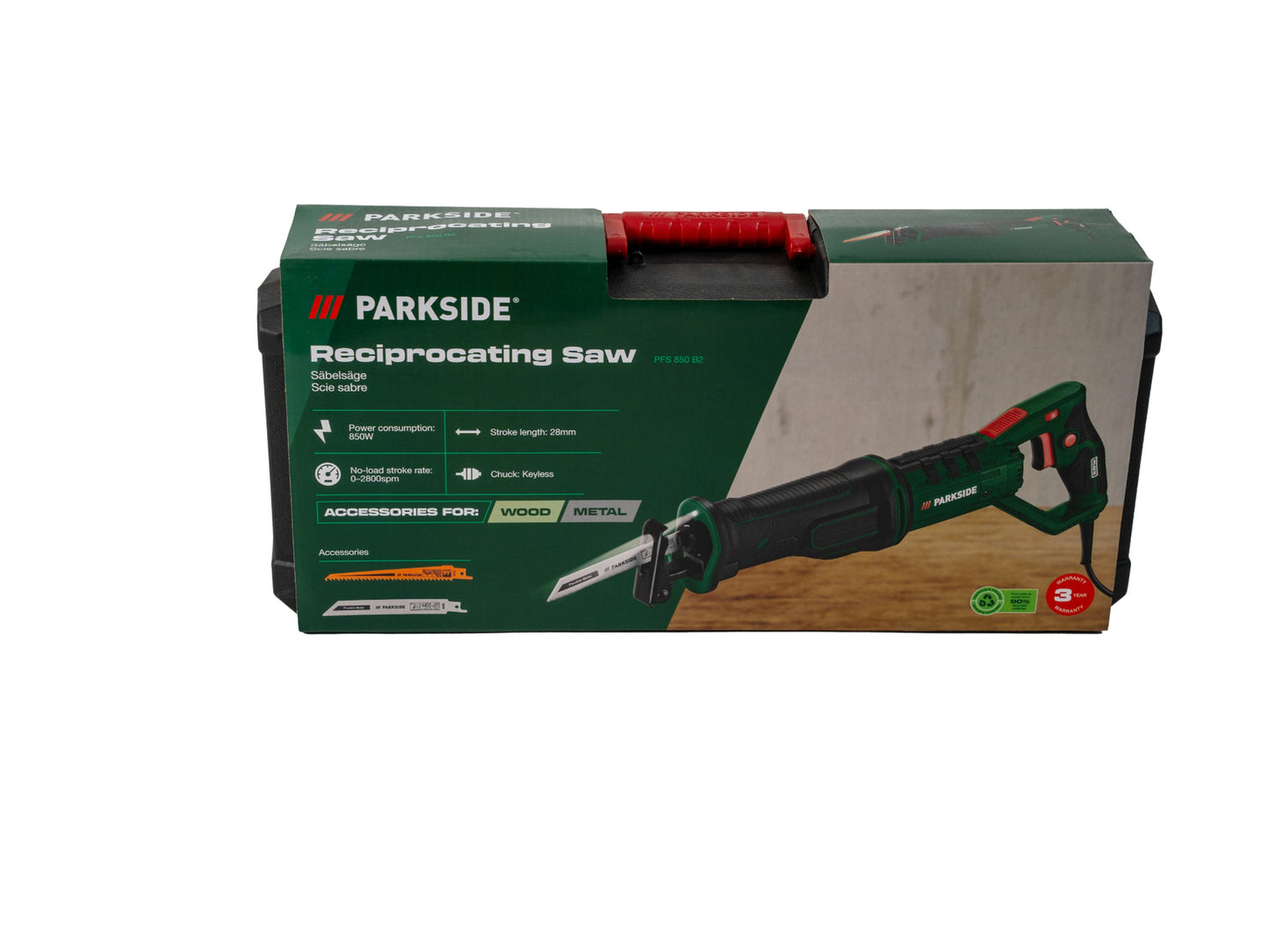 PARKSIDE - Reciprozaag 850 W – Inclusief Opbergkoffer en Zaagbladen