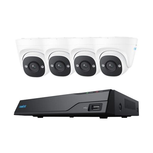 NVS8-5MD4, Beveiligingsset 2TB, 5MP, PoE en slanke detectie met 4x Turretcamera