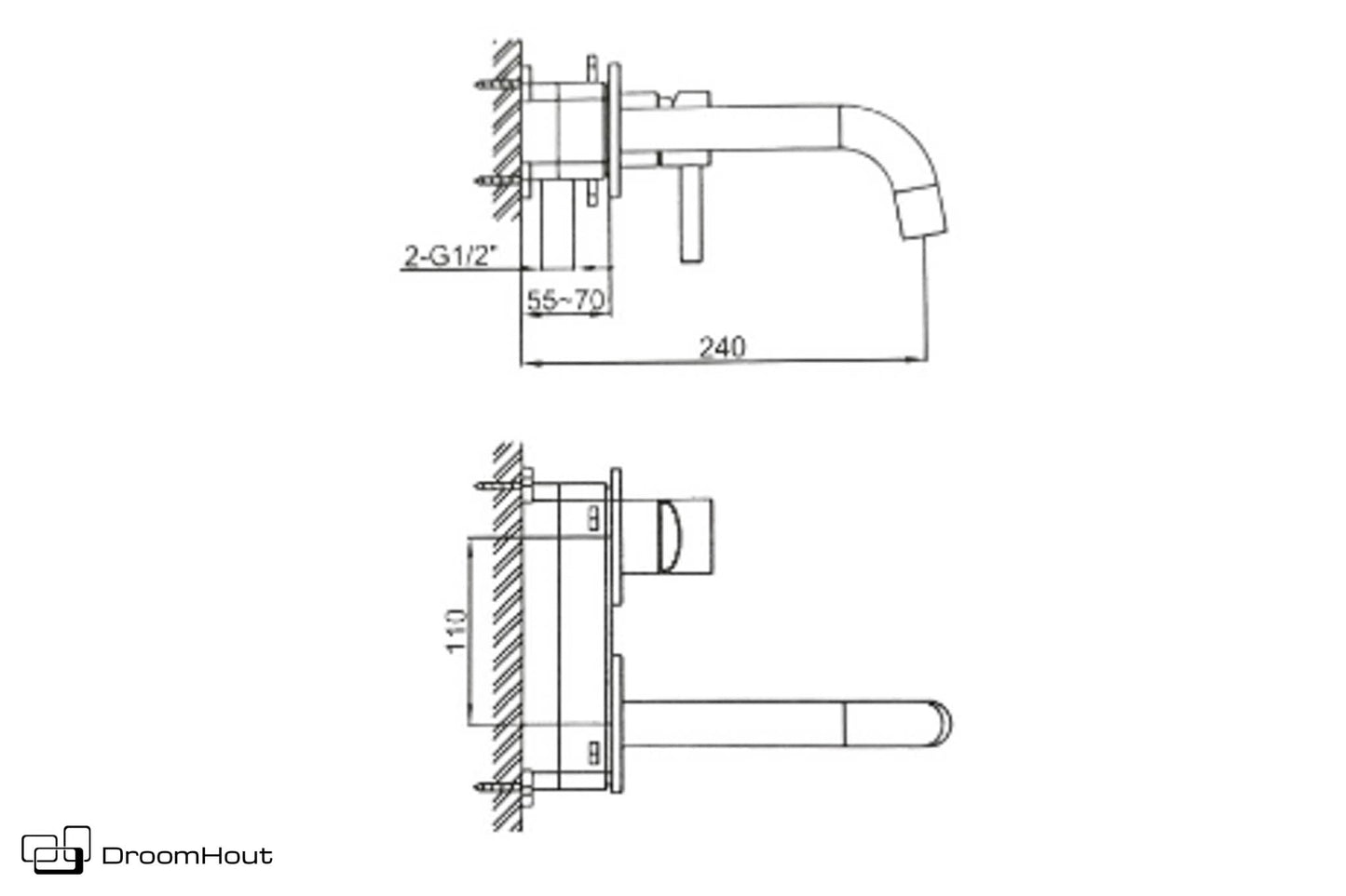 Wastafelmengkraan inbouw brons
